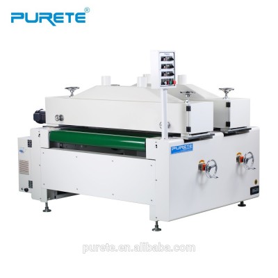 Double-brush machine for funiture and flooring staining application